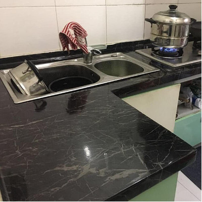 EVANSHIIIMPEX 200 cm Black Marble Contact Paper Self-Adhesive 200x60 cm_s48 Self Adhesive Sticker(Pack of 1)