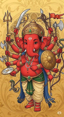 swaroopa 16.5 inch shri ganesh sticker Self Adhesive Sticker(Pack of 1)