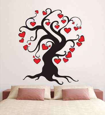 LANSTICK 106.68 cm HEART LEAF TREE WALL STICKER Self Adhesive Sticker(Pack of 1)