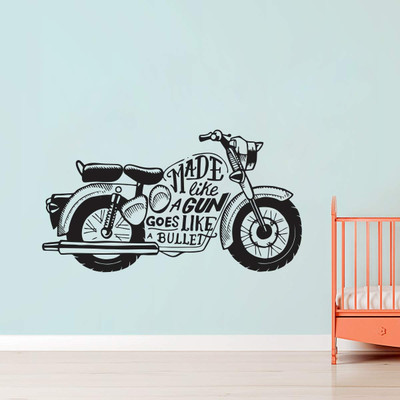 crystalsign 75 cm Beautiful Bullet Bike Sketch For Living Room Art and Home Decoration Self Adhesive Sticker(Pack of 1)