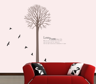 SmartWindow 60 cm Love Poem Brown Nature Tree Decorative Self Adhesive Wallsticker (60CM X 90CM) Self Adhesive Sticker(Pack of 1)