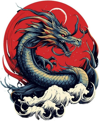 swaroopa 16.5 inch Chinese dragon sticker Self Adhesive Sticker(Pack of 1)