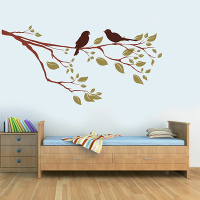 Azan Creation 111.76 cm Branch and birds Wall Sticker for Bedroom Size - 111X55 CM Self Adhesive Sticker(Pack of 1)