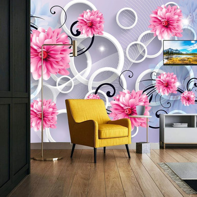 HD PRINT HOUSE Vinyl Floral & Botanical Multicolor Wallpaper(L x W: 127 cm x 40 cm, Pack of 4)