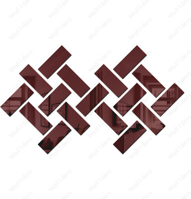 wall1ders 15 cm 20 Rectangle Brown - Acrylic Mirror Wall Sticker's Self Adhesive Sticker(Pack of 1)