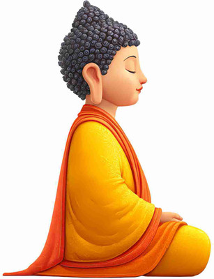 SkyOlla 60 cm Buddha Wall Sticker – Self Adhesive Vinyl Décor for Kids’ Room, Nursery Room Self Adhesive Sticker(Pack of 1)