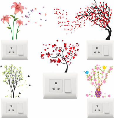 Sai Designs 3 cm Beautiful Tree Switch Board Sticker Self Adhesive Sticker(Pack of 1)
