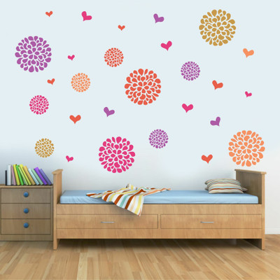 Azan Creation 106.68 cm Beautiful round Circle and butterfly Wall Sticker for Bedroom Size - 106X71CM Self Adhesive Sticker(Pack of 1)