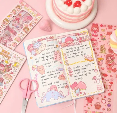 The Unique Collection 15 cm Cute Cartoon Theme Kawaii Stickers-20 Pet Sheets For Project Removable Self Adhesive Sticker(Pack of 1)