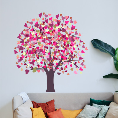 Azan Creation 60 cm Heart Tree Wall Sticker & Decor item size - 60X66cm Self Adhesive Sticker(Pack of 1)