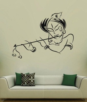 CreativeEdge 70 cm PVC Vinyl Wall Sticker Krishna Playing Flute Self Adhesive Sticker(Pack of 1)