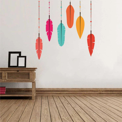 crystalsign 85 cm Wall Decals ' Multi-Color Feathers '_S Self Adhesive Sticker(Pack of 1)