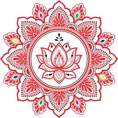 crystalsign 51 cm Beautiful Rangoli 557_S Self Adhesive Sticker(Pack of 1)