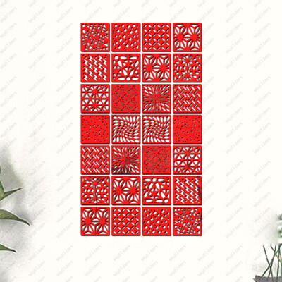 wall1ders 10 cm 4 Inch Square Mandala 28 Red - Acrylic Mirror Wall Sticker's Self Adhesive Sticker(Pack of 1)