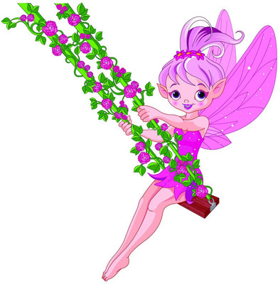 Byte Studio 10 cm Swinging In Flower girl Self Adhesive Sticker(Pack of 1)
