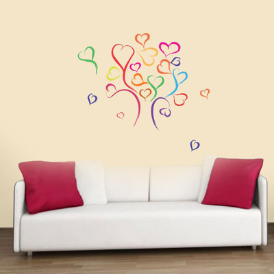 Dilight Art 75 cm Size, Heart Design Wall Self Adhesive Sticker(Pack of 1)