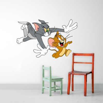 Azan Creation 58 cm Tom and jerry Wall Sticker & Decor item size - 58X38cm Self Adhesive Sticker(Pack of 1)