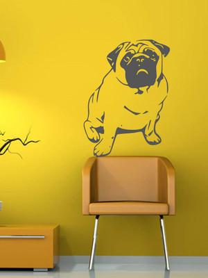 Trends on WALL 62 cm Pug Dog_2 Self Adhesive Sticker(Pack of 1)