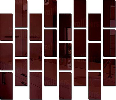 wall1ders 51 cm 24 Rectangle Brown Self Adhesive Sticker(Pack of 24)