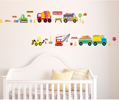 SmartWindow 50 cm Multicolor Cartoon Vehicle Design Wall Decor Wall Sticker (50 CM x 70 CM) Self Adhesive Sticker(Pack of 1)