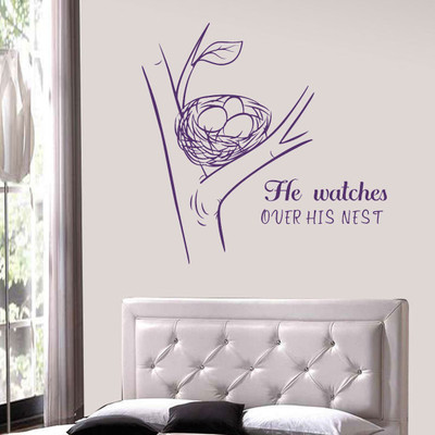 walkart 2.54 cm birds nest in tree with quotes of nest Removable Sticker(Pack of 1)