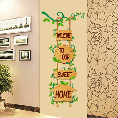 Azan Creation 40.64 cm Welcome home Wall Sticker for Bedroom Size - 40X91CM Self Adhesive Sticker(Pack of 1)