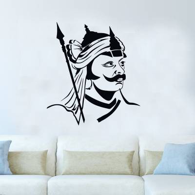 Archi Graphics Studio The Legendary Rajput Maharana Pratap sing with Black shadowDecorative Wall Sticker ( PVC Vinyl ) Medium Self Adhesive Sticker
