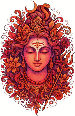 swaroopa 16.5 inch Shiv shankar mahadev sticker Self Adhesive Sticker(Pack of 1)