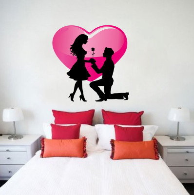 Vijaya enterprises 62 cm Divne Beautiful Boy&Girl In Heart Wall Stickers For Home Size Self Adhesive Sticker(Pack of 1)