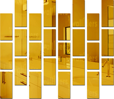 wall1ders 15 cm 24 Rectangle Golden Self Adhesive Sticker(Pack of 24)