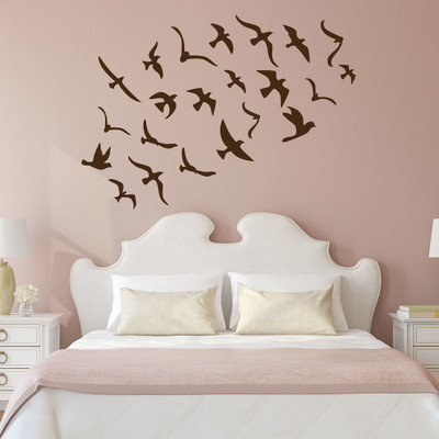 walkart 2.54 cm crew of birds flying happily in your room Removable Sticker(Pack of 1)