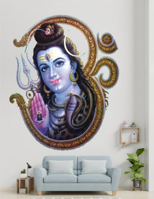 parth decor 60 cm mahadev 3D wall sticker Self Adhesive Sticker(Pack of 1)