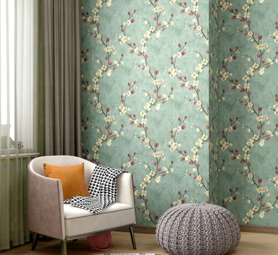 Vinaka Decor Vinyl Floral & Botanical Multicolor Wallpaper(L x W: 500 cm x 45 cm)