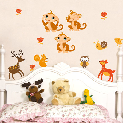 Aashrut decor 86 cm Funny Action Monkeys Wall Sticker Self Adhesive Sticker(Pack of 1)