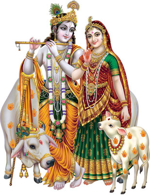crystalsign 76.2 cm Radhe Krishn Self Adhesive Sticker(Pack of 1)