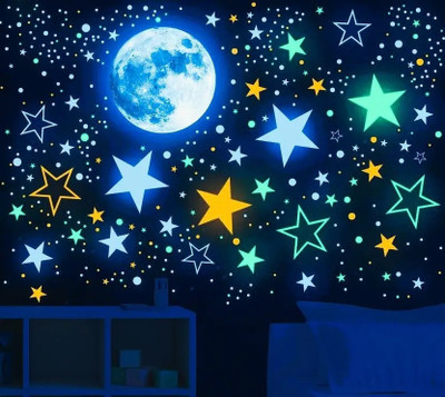 wonderful creation 10 inch Glow in the Dark Wall & Roof Sticker for Kids/Bed/Guest/All Room Magnetic Sticker(Pack of 6)
