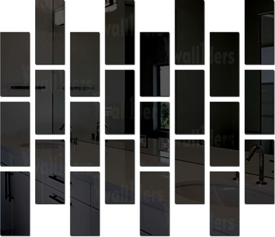 wall1ders 51 cm 24 24 Rectangle Black Self Adhesive Sticker(Pack of 24)