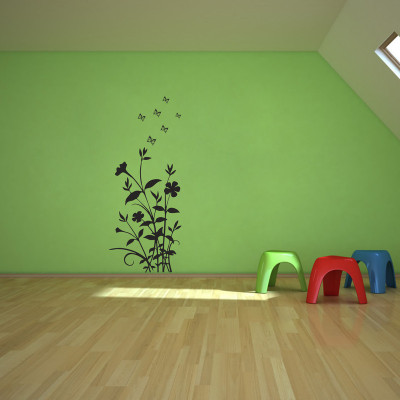 Vijaya enterprises 62 cm Black flower and Buttrfly Wall Stickers For Home Size Self Adhesive Sticker(Pack of 1)