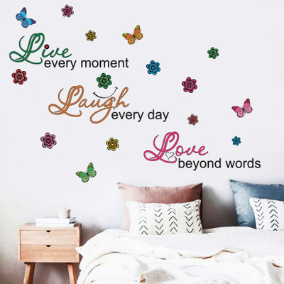WALLPIK Live - Laugh - Love - Happy Family - Fun Quote - Joyful - Wallsticker - WP270(80 cm X 110 cm, Multicolor)