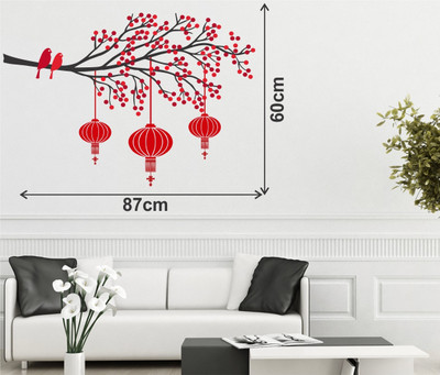 Epithet Studio 85 cm TREE WITH LANTERN decal home room decor wall sticker Self Adhesive Sticker(Pack of 1)