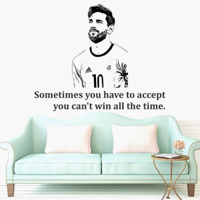 Azan Creation 81 cm Messi with quote Wall sticker & Mural sticker Size - 81x66cm Self Adhesive Sticker(Pack of 1)