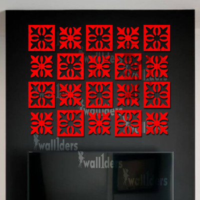 wall1ders 76 cm AttractivepatternRed20_WFLP Self Adhesive Sticker(Pack of 20)