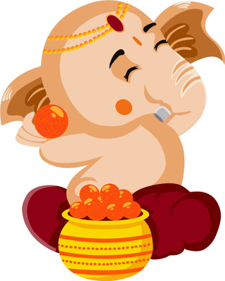 SR ENTERPRISE 48 cm ganpati illustration Self Adhesive Sticker(Pack of 1)