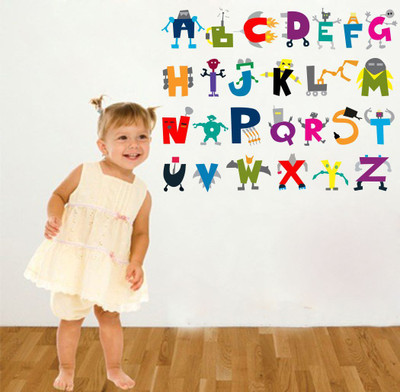 Dilight Art 75 cm Size, Playful Alphabets Design Wall Self Adhesive Sticker(Pack of 1)
