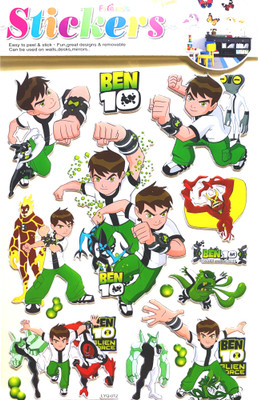 BTC 3 inch Ben10 cartoon stickers pack of 2 Removable Sticker(Pack of 2)