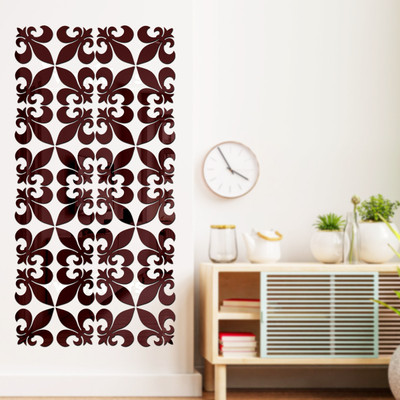 wall1ders 90 cm FleurBrown32_WFLP Self Adhesive Sticker(Pack of 32)