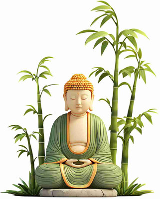 SkyOlla 60 cm Buddha Wall Sticker – Self Adhesive Vinyl Décor for Kids’ Room, Nursery Room Self Adhesive Sticker(Pack of 1)