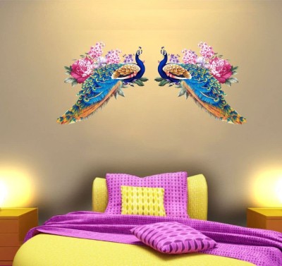 CreativeEdge 93 cm Jagvii Peacock Art Wall Sticker Self Adhesive Sticker(Pack of 2)