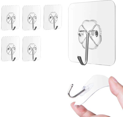 Shreejee Pack of 48 Plastic wall Hook Sticker for Hanging Kitchen/Bathroom accessories Hook 48(Pack of 48)
