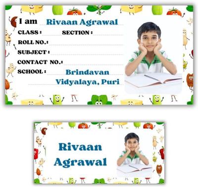 AanyaCentric 10 cm 36 Photo Naming Slip(4x2inch) Sticker and 27 Vinyl Name Tag(2.8x1.3inch) Label Self Adhesive Sticker(Pack of 63)